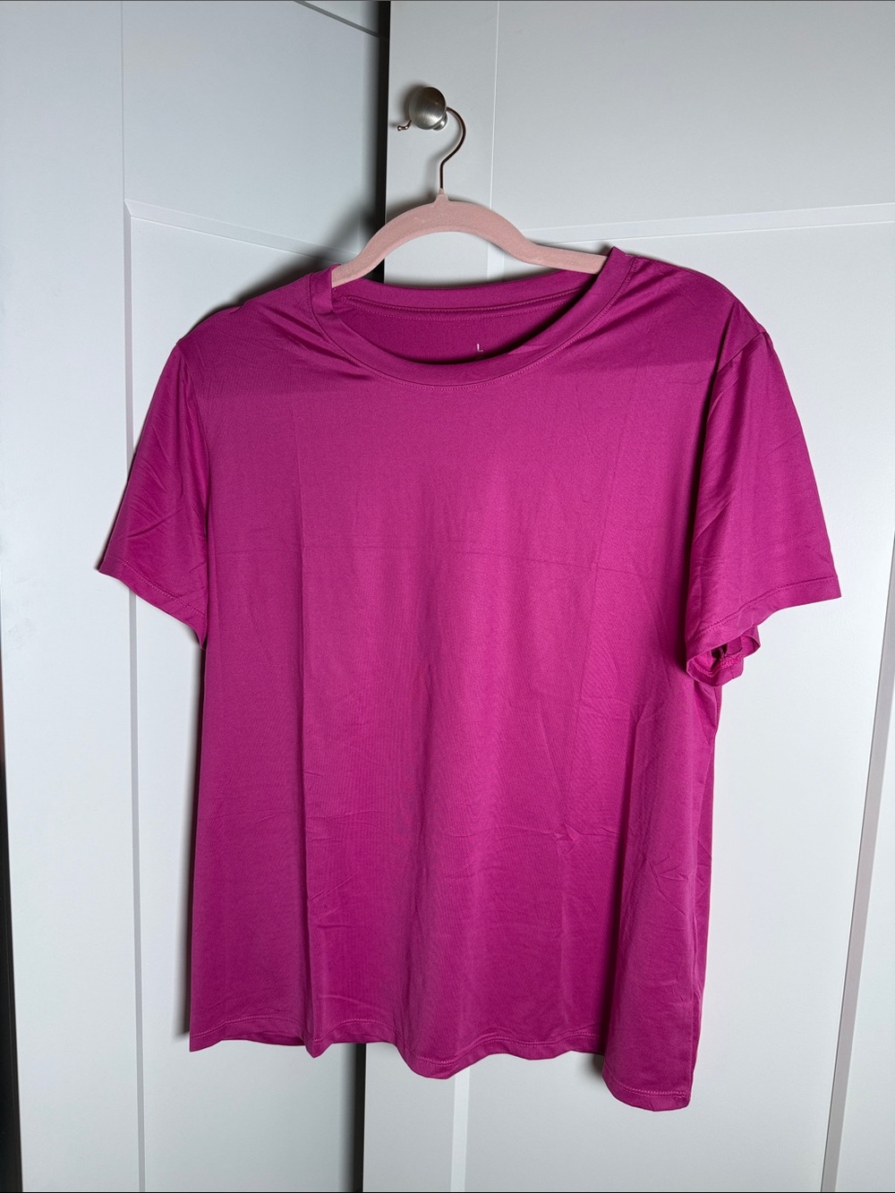 Basic Short Sleeve Workout Tee - Magenta Pink